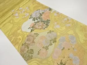 引箔枝葉に花々模様織出し袋帯